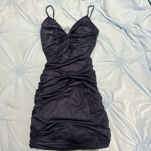 Black Ruched Backless Mini Bodycon Dress